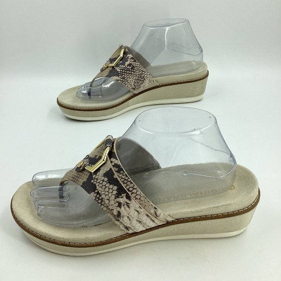 Cole Haan Women US 8.5B Original Grand Flatform Thong Sandals Python Ivy Leather - Picture 9 of 15